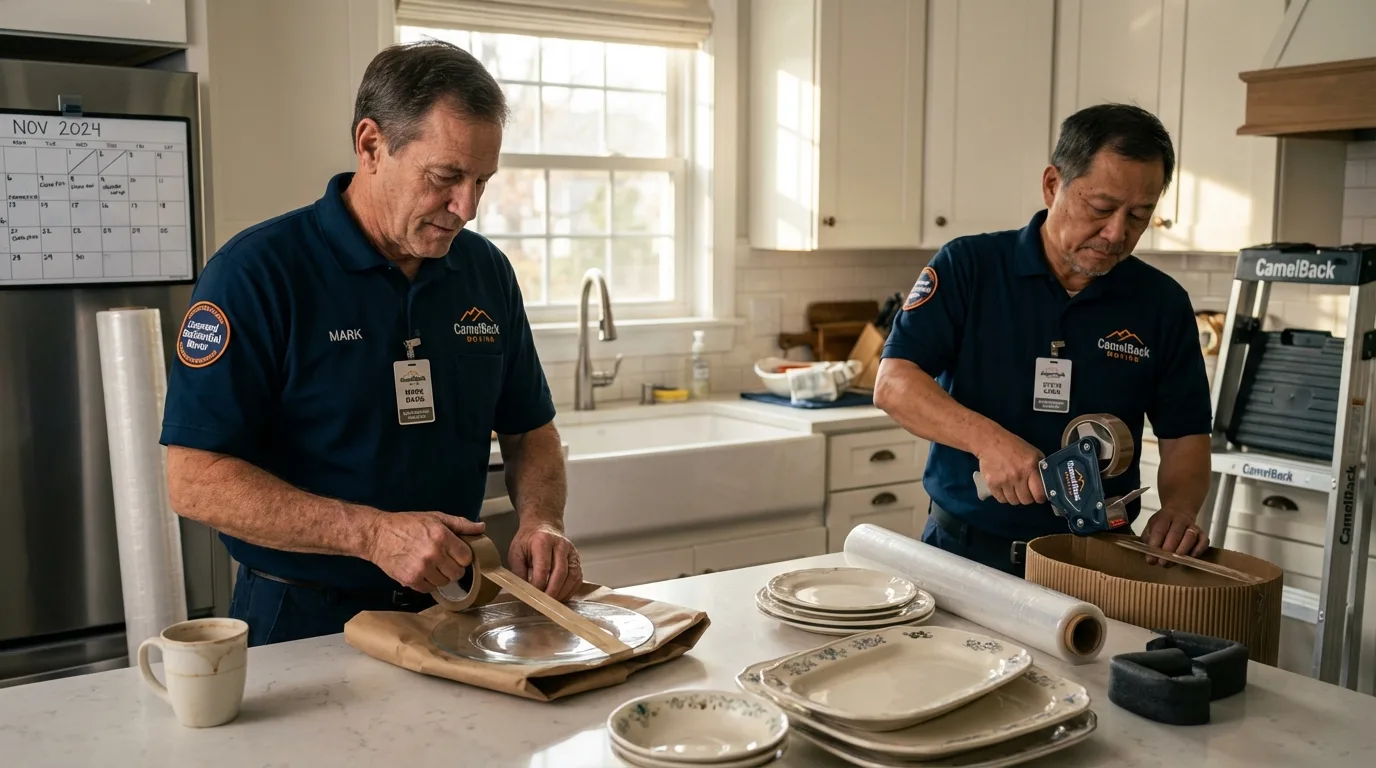 Professional crew packing kitchen dishware in Interlachen, FL